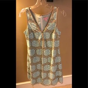 Lily Pulitzer Sea Foam Green and Taupe Dress.